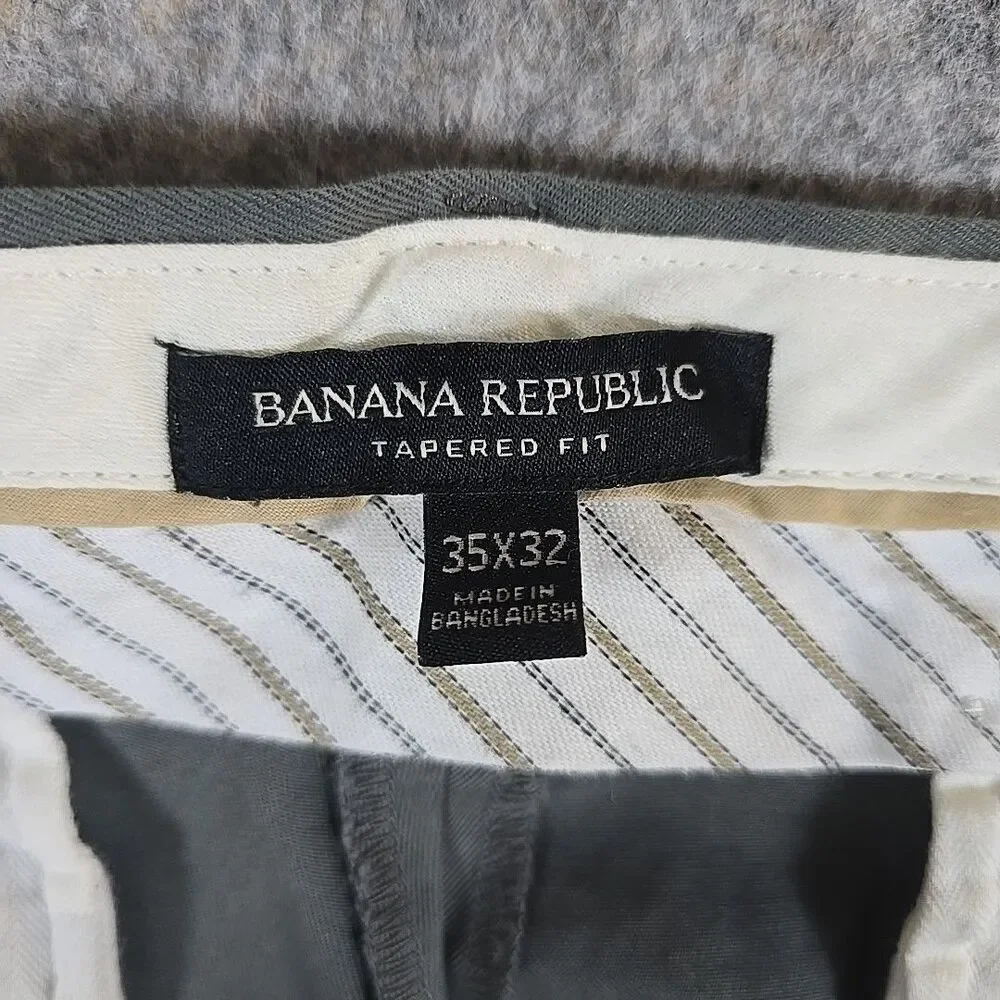 Banana Republic Classic Chinos Pants Mens 35 X 32 Gray Trouser Slack Work 2 Play